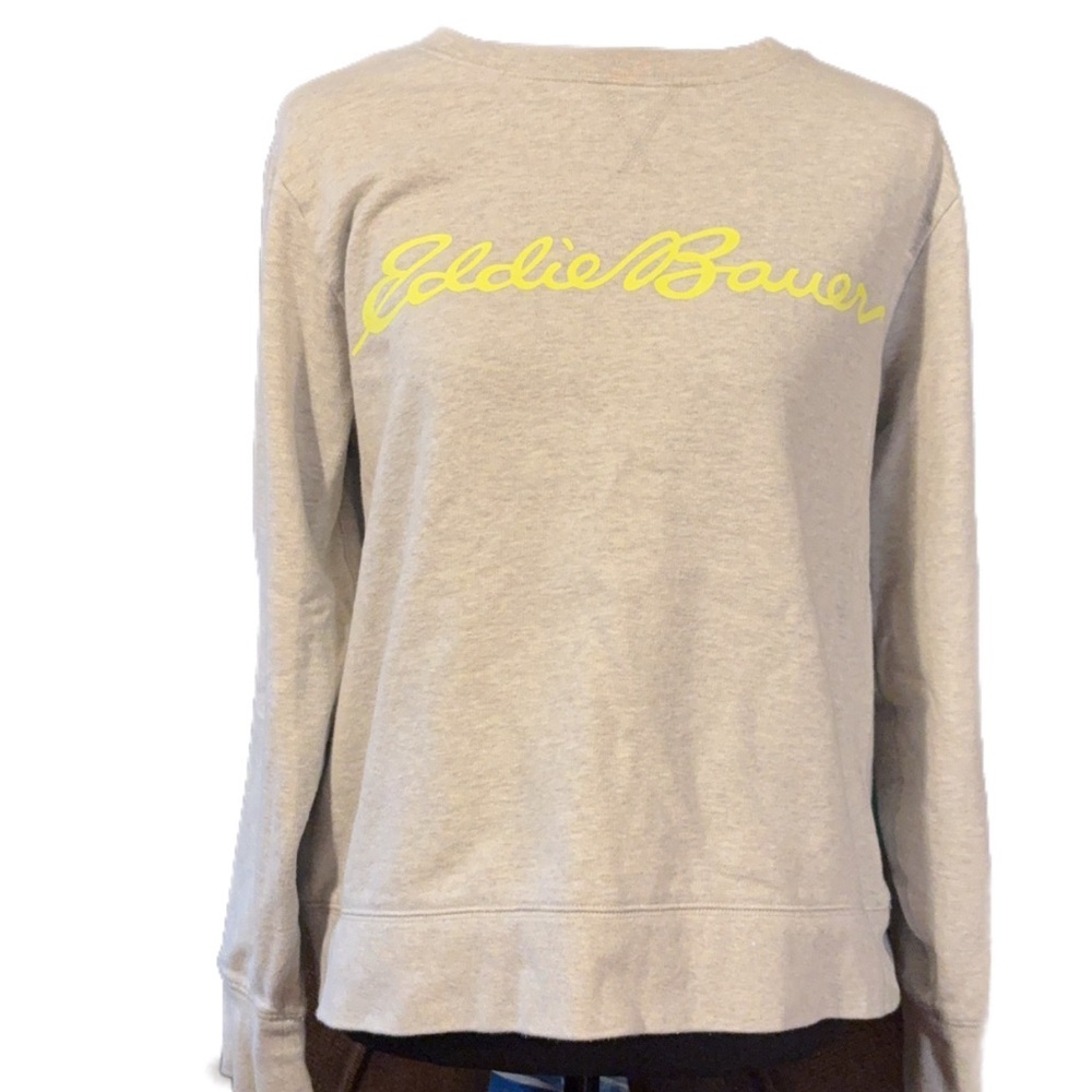 Eddie Bauer Light Gray Sweatshirt with Yellow Script